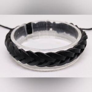 Men's leather bracelet‎ braided black new e50